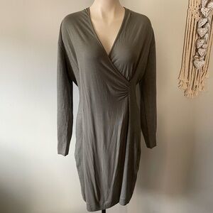 Olsen Europe Wrap Style Long Sleeve Sage Green Midi Dress M/L / 12